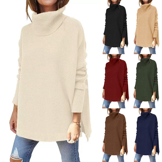 Pulover tricotat cu guler Turtleneck cu tiv supradimensionat pentru femei