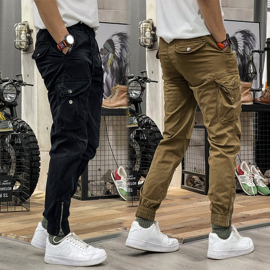 👖 Pantaloni Cargo cu talie elastică și cordon pentru bărbați cu mai multe buzunare