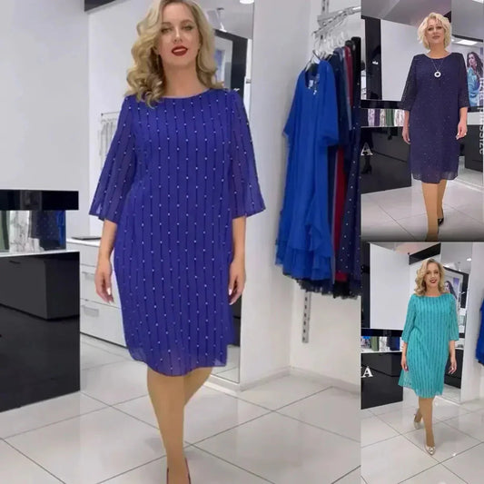 🌸Rochie la modă cu decolteu rotund pentru femei